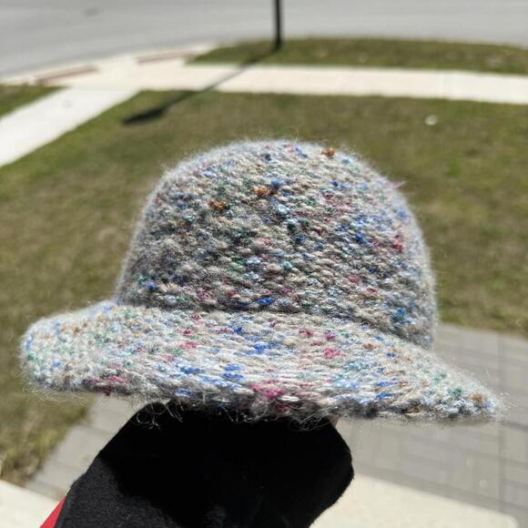 Eaton Italy Wool Blend Bucket Hat Multicolor Speckled Knit Retro Winter Cap - Picture 3 of 7